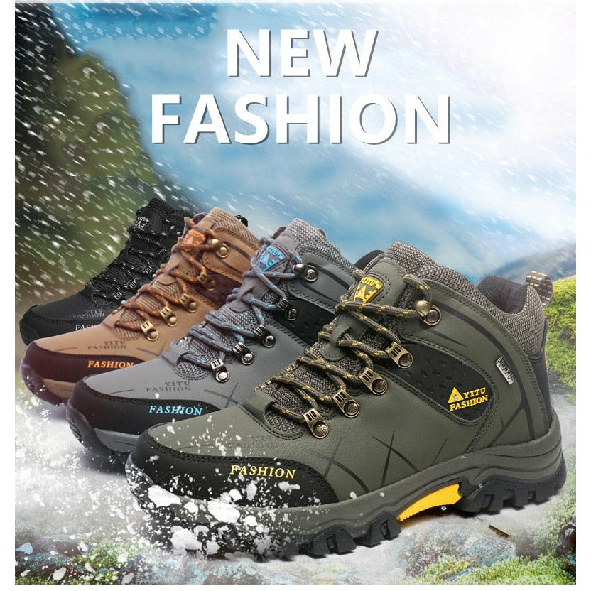 Men Waterproof Leather Boots Sneaker Warm Hiking Outdoor Boots
