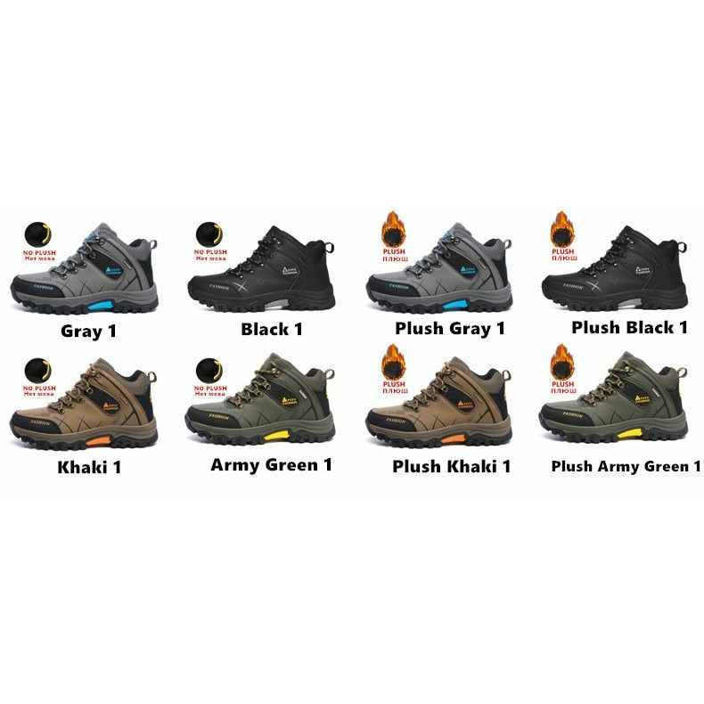Men Waterproof Leather Boots Sneaker Warm Hiking Outdoor Boots