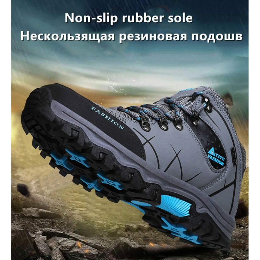 Men Waterproof Leather Boots Sneaker Warm Hiking Outdoor Boots