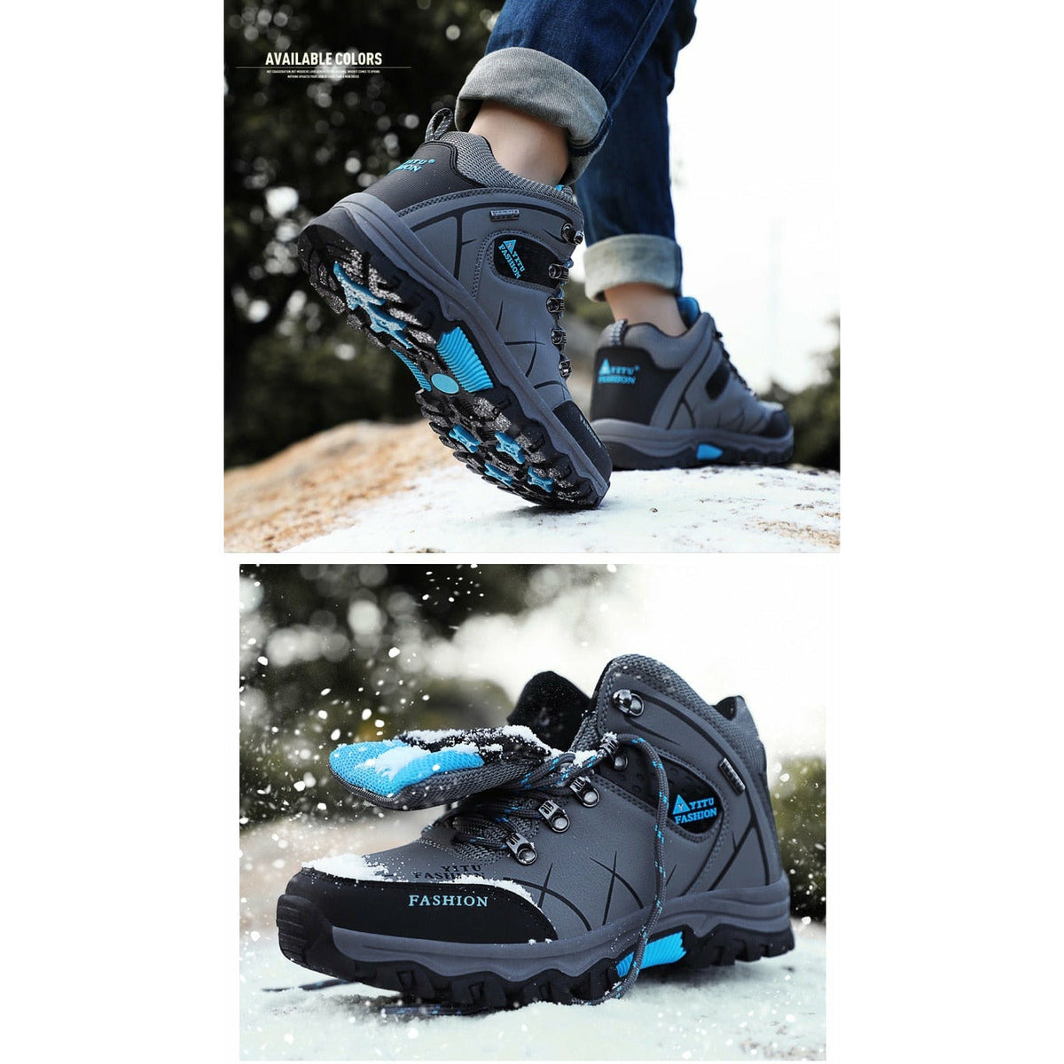 Men Waterproof Leather Boots Sneaker Warm Hiking Outdoor Boots