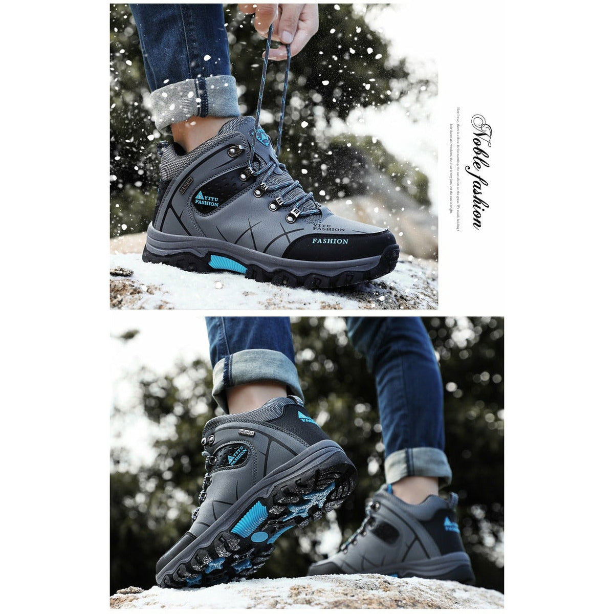 Men Waterproof Leather Boots Sneaker Warm Hiking Outdoor Boots
