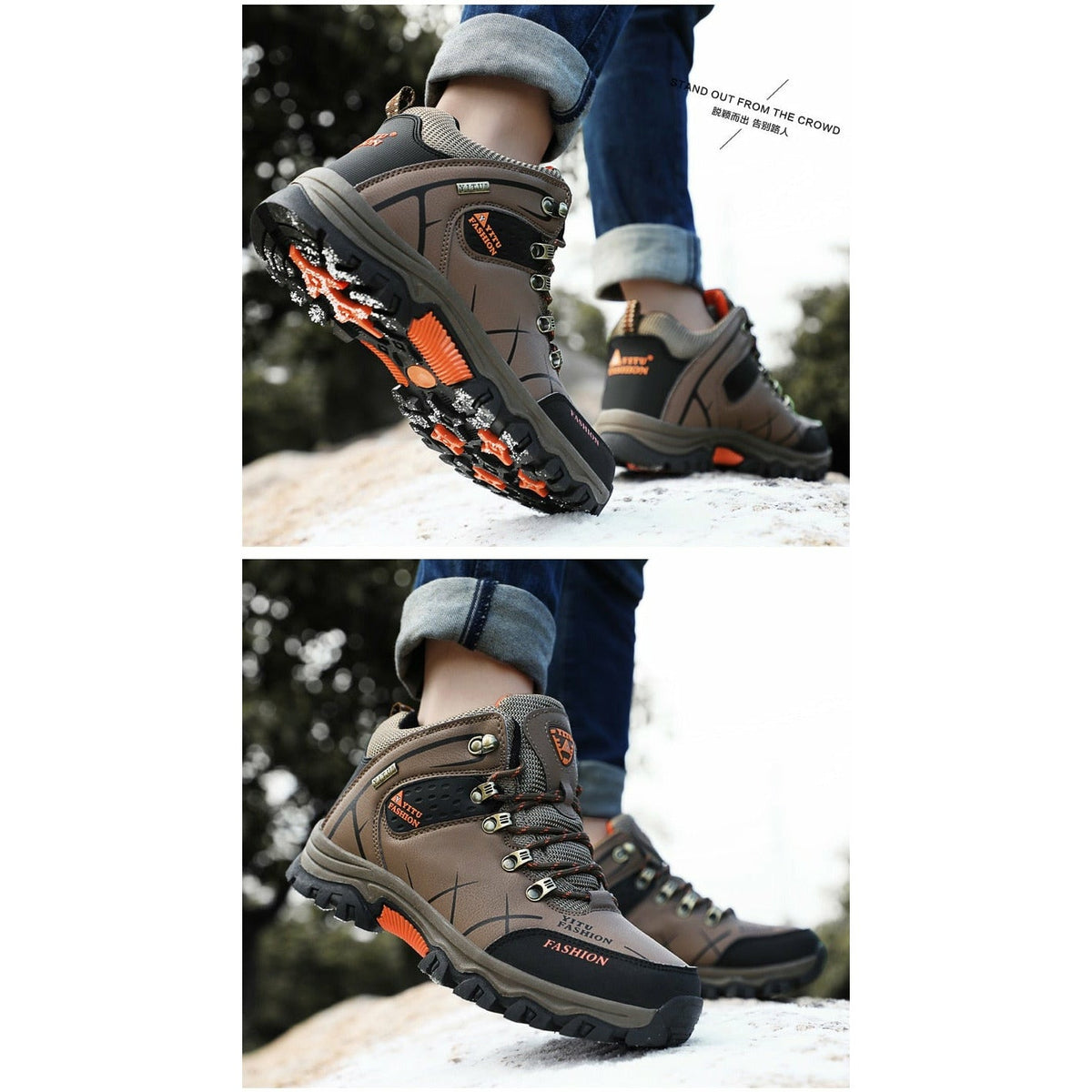Men Waterproof Leather Boots Sneaker Warm Hiking Outdoor Boots