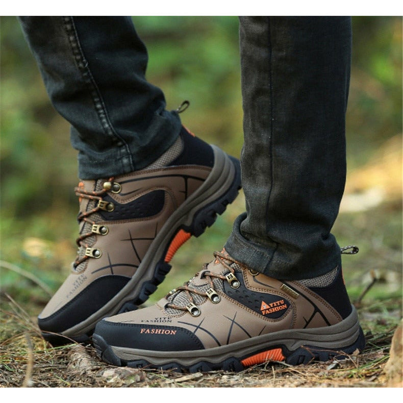 Men Waterproof Leather Boots Sneaker Warm Hiking Outdoor Boots