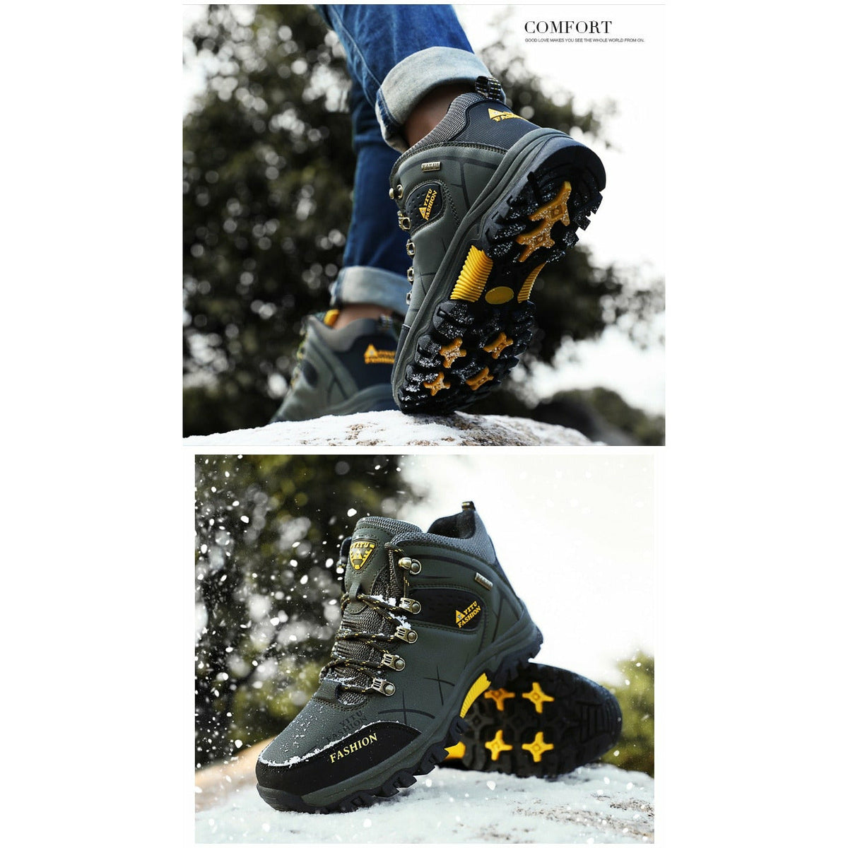Men Waterproof Leather Boots Sneaker Warm Hiking Outdoor Boots