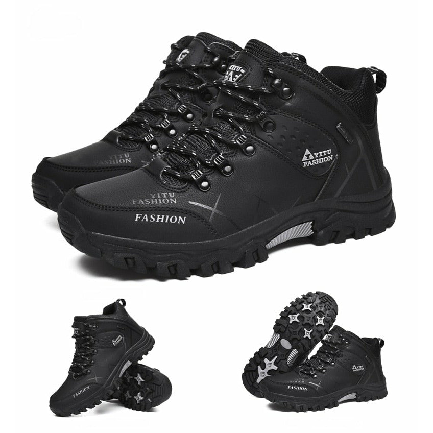 Men Waterproof Leather Boots Sneaker Warm Hiking Outdoor Boots