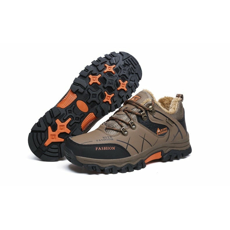 Men Waterproof Leather Boots Sneaker Warm Hiking Outdoor Boots