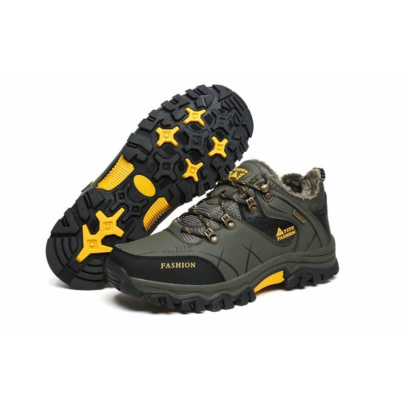 Men Waterproof Leather Boots Sneaker Warm Hiking Outdoor Boots