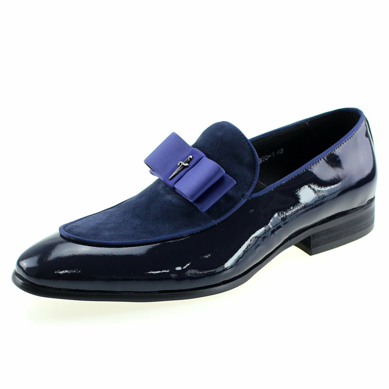 Handmade Genuine Patent Leather And Nubuck Leather Patchwork With Bow Tie Men Wedding Shoes