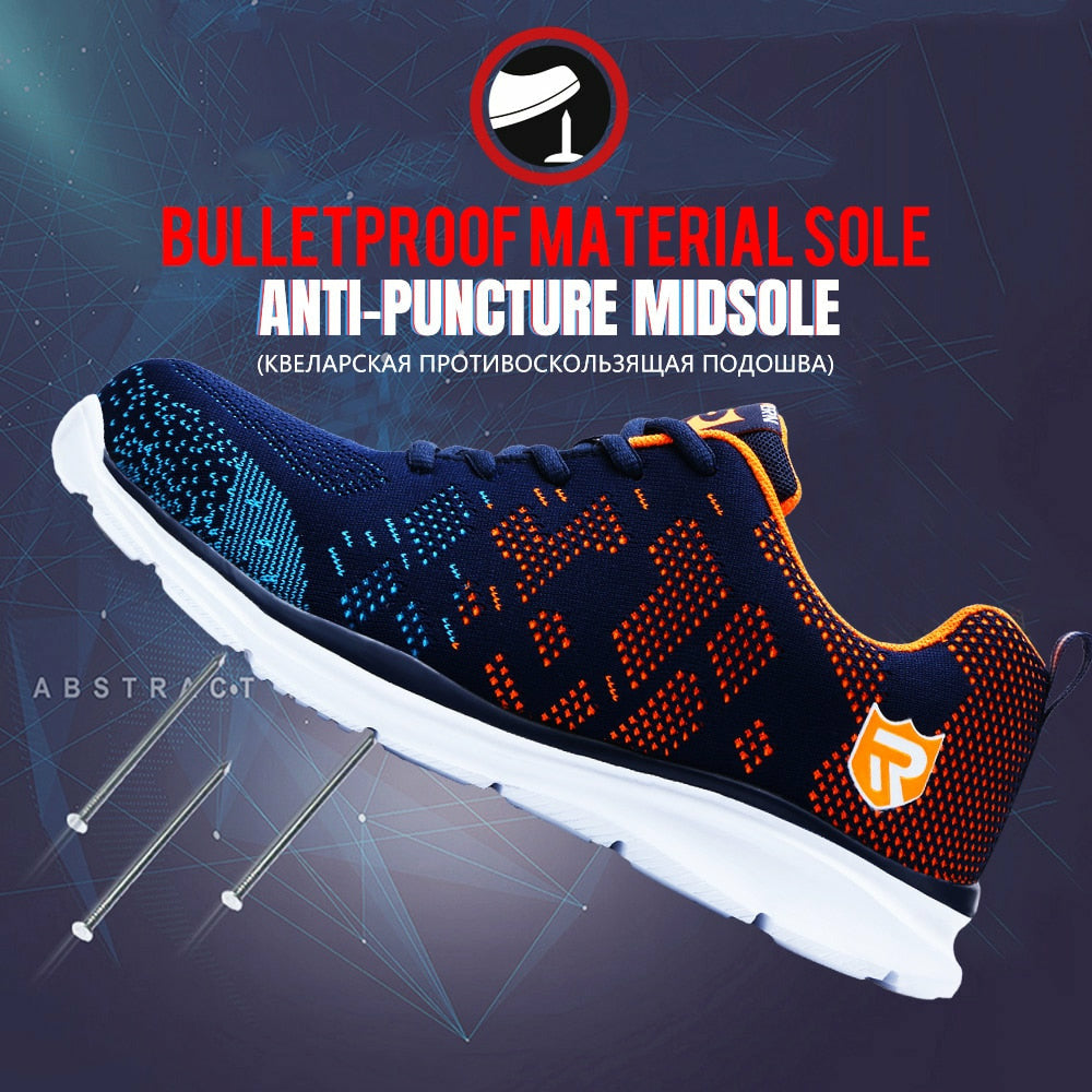 Lightweight Breathable Men Safety Shoes Steel Toe Anti-smashing Construction Sneaker