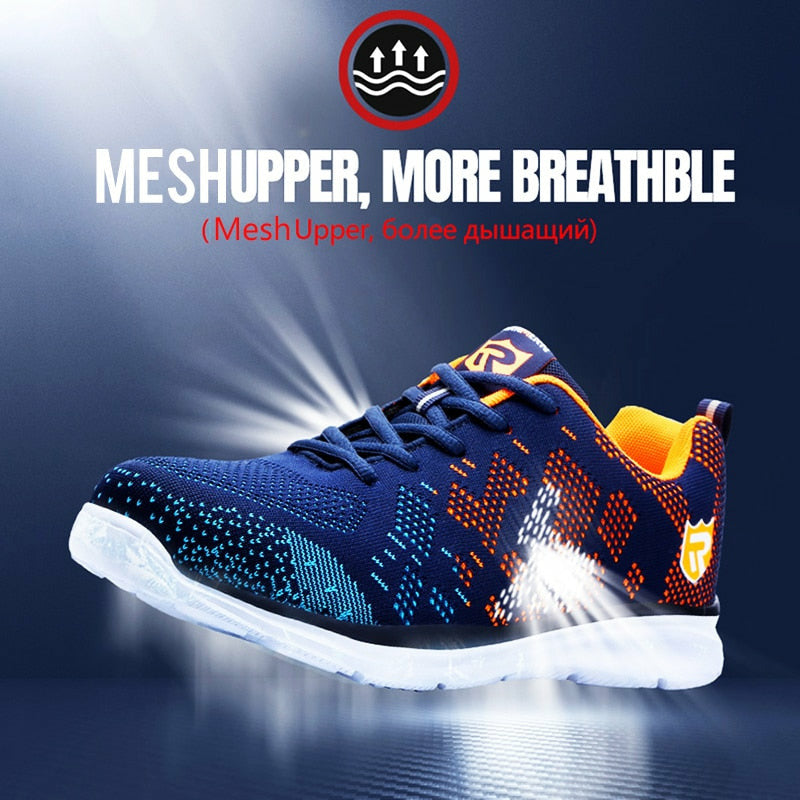 Lightweight Breathable Men Safety Shoes Steel Toe Anti-smashing Construction Sneaker