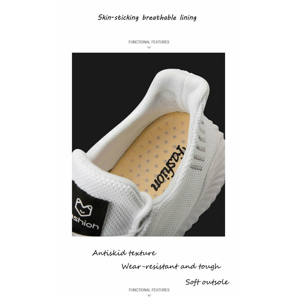 Men Shoes Breathable White Mesh Sneakers Trendy Lace-Up Lightweight Shoes