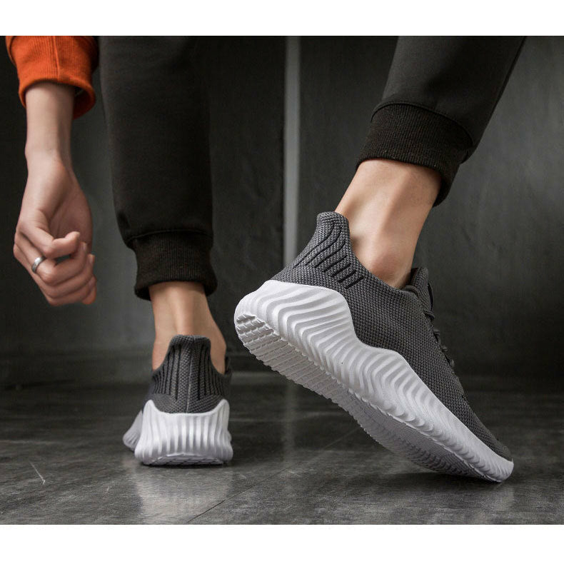 Men Shoes Breathable White Mesh Sneakers Trendy Lace-Up Lightweight Shoes