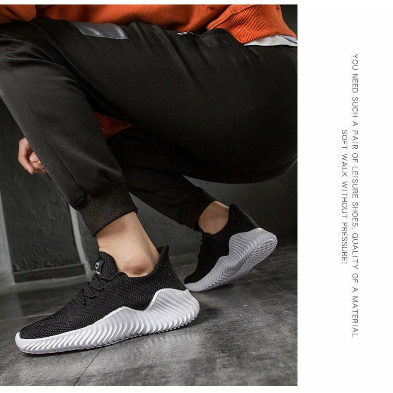 Men Shoes Breathable White Mesh Sneakers Trendy Lace-Up Lightweight Shoes