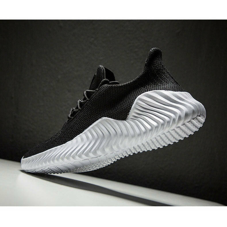 Men Shoes Breathable White Mesh Sneakers Trendy Lace-Up Lightweight Shoes