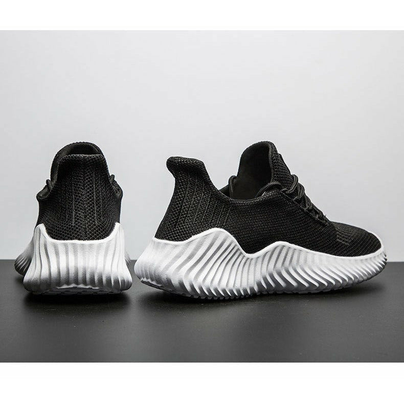 Men Shoes Breathable White Mesh Sneakers Trendy Lace-Up Lightweight Shoes