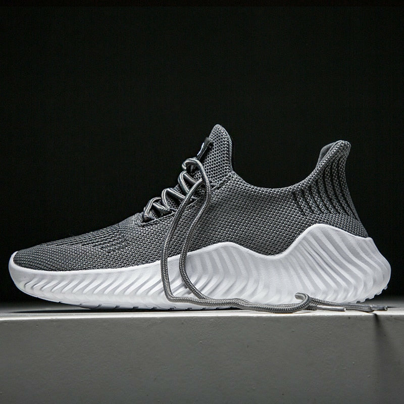 Men Shoes Breathable White Mesh Sneakers Trendy Lace-Up Lightweight Shoes