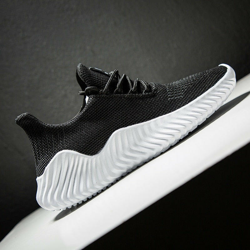 Men Shoes Breathable White Mesh Sneakers Trendy Lace-Up Lightweight Shoes