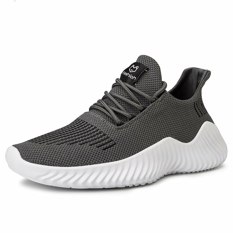 Men Shoes Breathable White Mesh Sneakers Trendy Lace-Up Lightweight Shoes