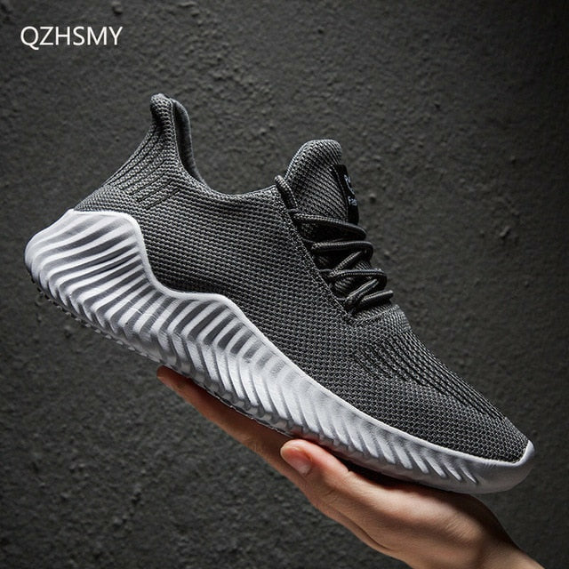 Men Shoes Breathable White Mesh Sneakers Trendy Lace-Up Lightweight Shoes