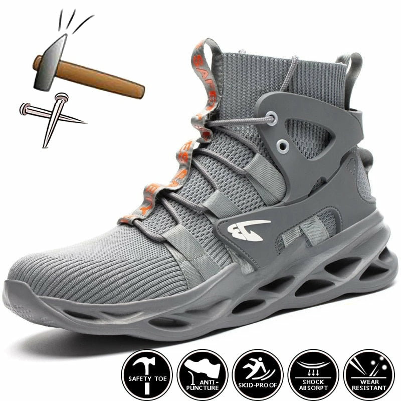 Men Work Boots Puncture-Proof Safety Shoes Fashion Steel Toe Sneakers