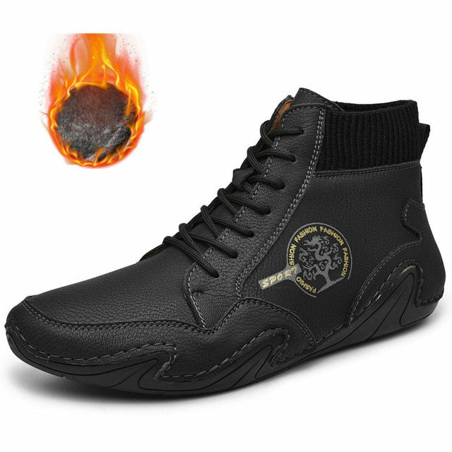 Men Fashion Leather Boots Casual Outdoor Light Ankle Shoes