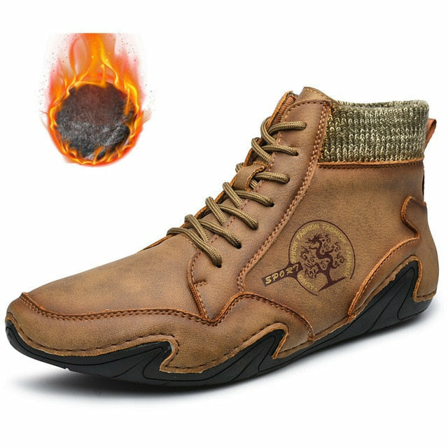 Men Fashion Leather Boots Casual Outdoor Light Ankle Shoes