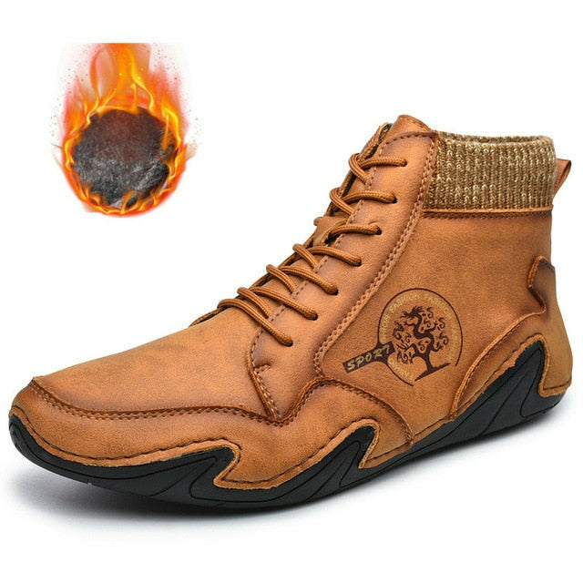 Men Fashion Leather Boots Casual Outdoor Light Ankle Shoes