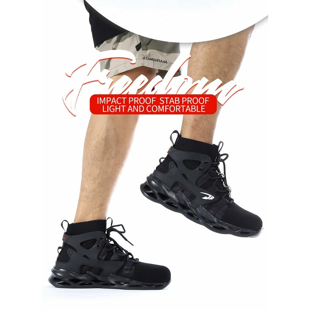 Male Work Shoes Safety Boots Steel Toe Puncture-Proof Men Work Sneakers