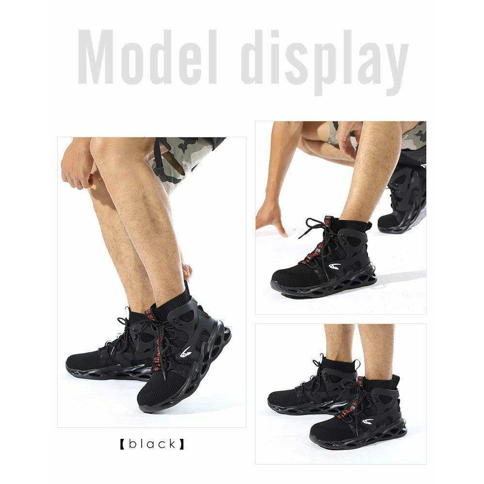 Male Work Shoes Safety Boots Steel Toe Puncture-Proof Men Work Sneakers