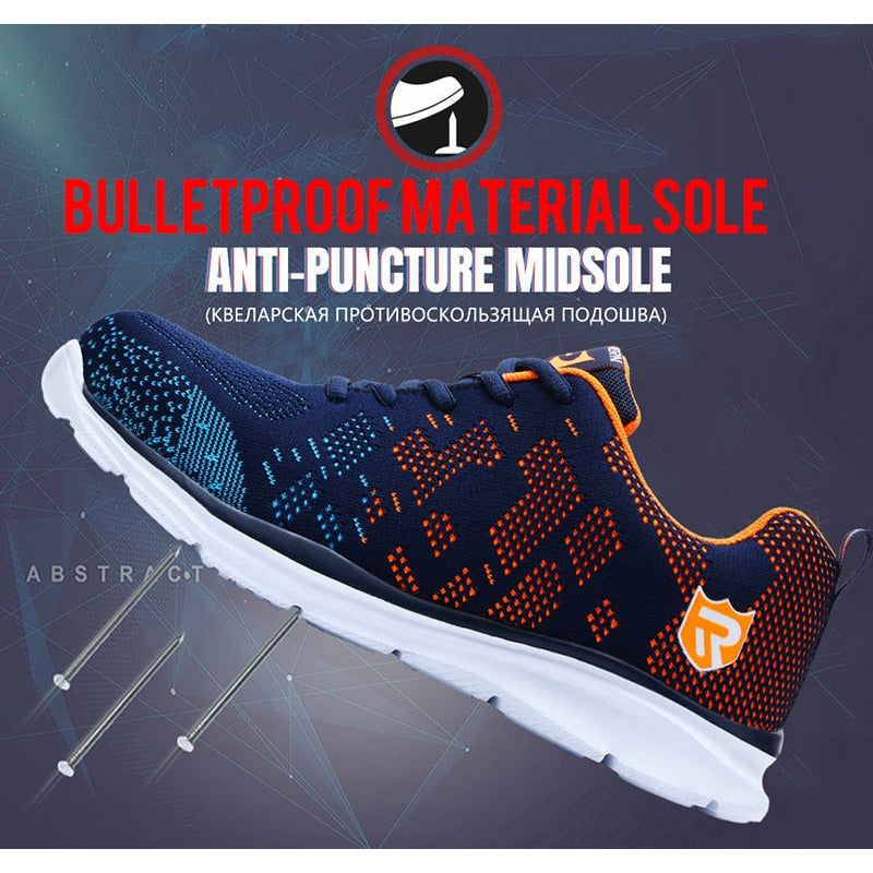 Lightweight Breathable Men Safety Shoes Steel Toe Anti-smashing Construction Sneaker