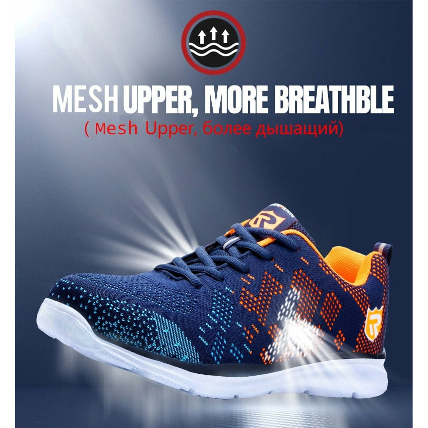Lightweight Breathable Men Safety Shoes Steel Toe Anti-smashing Construction Sneaker