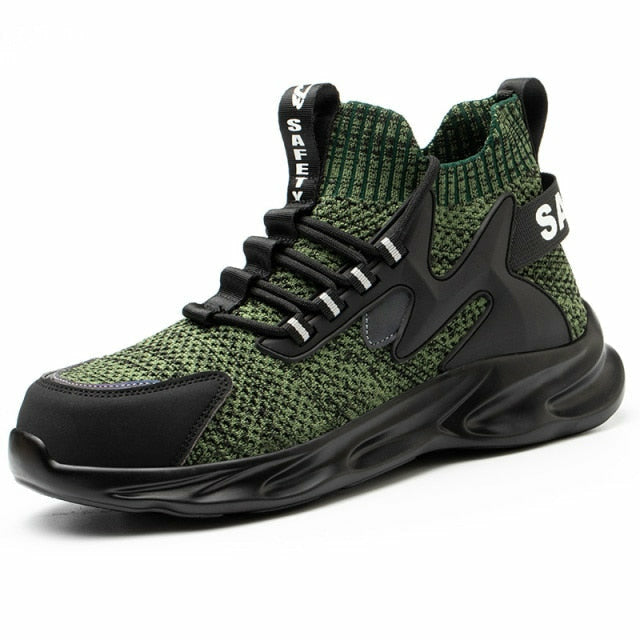 Male Fashion Work Boots Puncture-Proof Safety Shoes Men Steel Toe Work Sneakers