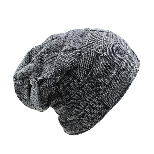 Karierte dicke Wollmütze, Beanie oder Strickmütze