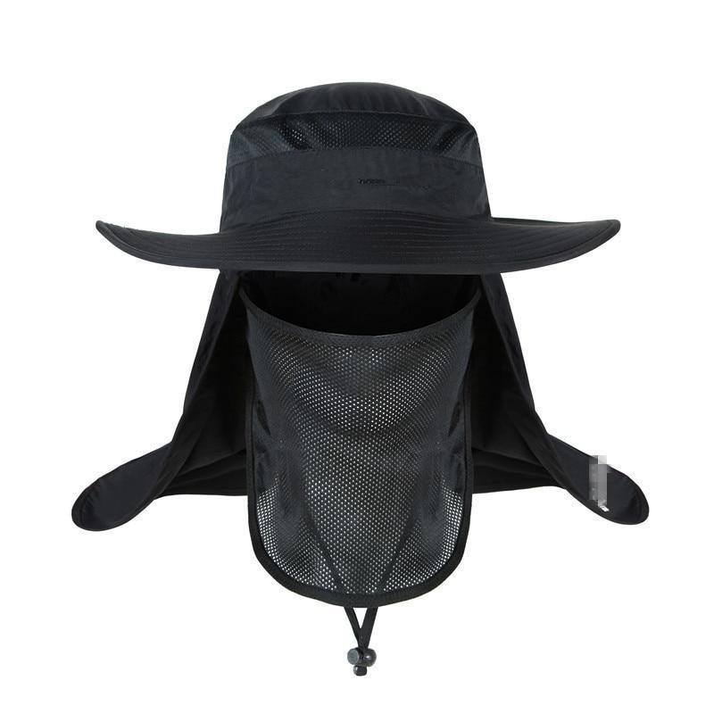 Wide Brim Waterproof and Windproof UV Protection Bucket Flap Hat with Rope