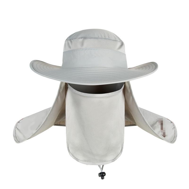 Wide Brim Waterproof and Windproof UV Protection Bucket Flap Hat with Rope