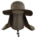 Wide Brim Bucket UV Protection Face Neck Cover Polyester Flap Hat with Rope