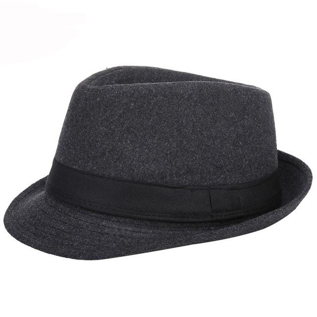 Wide Brim Wool Fedora Trilby Hat with Black Hatband