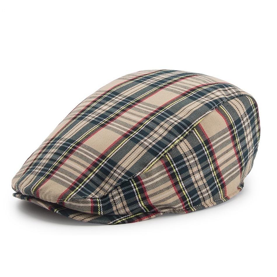 Vintage Casual Plaid Cotton Gatsby Flat Cap