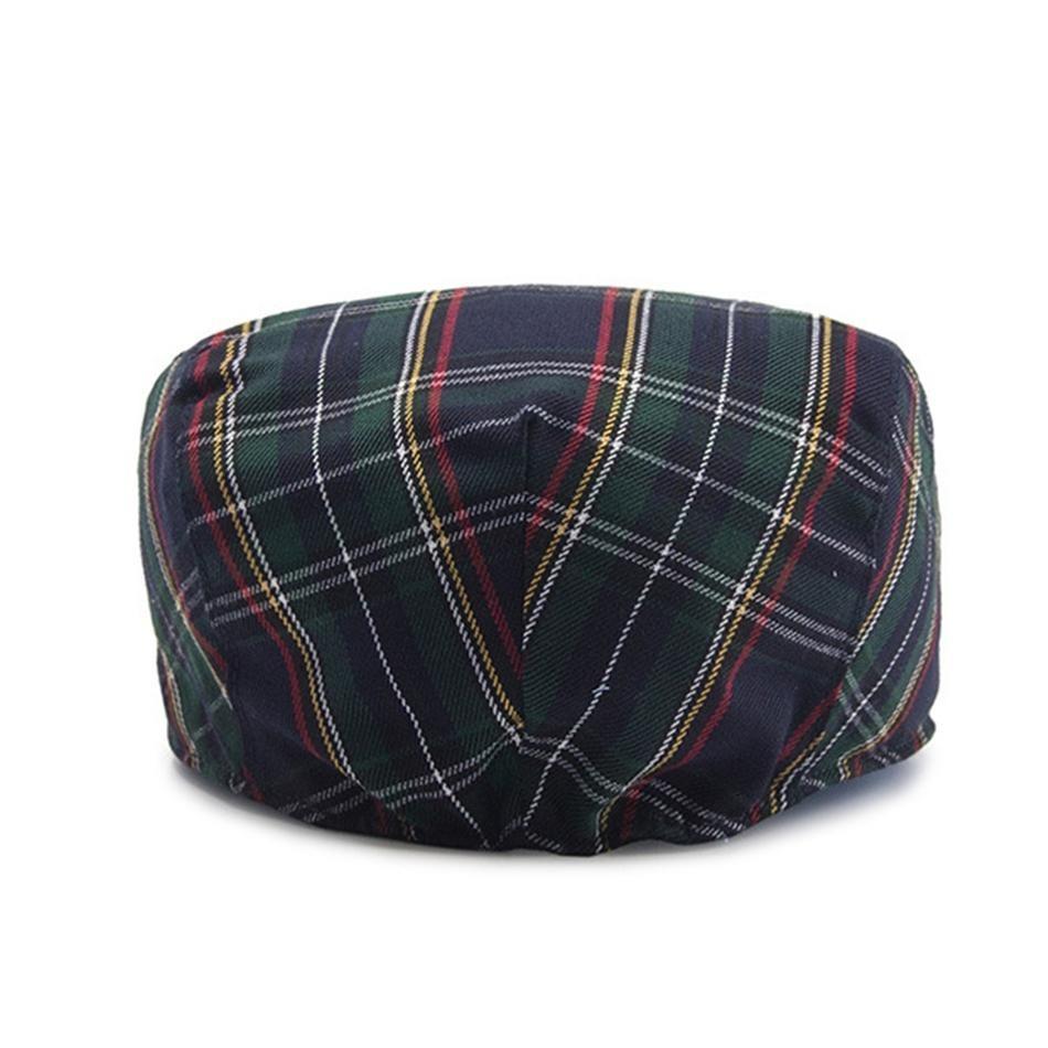 Vintage Casual Plaid Cotton Gatsby Flat Cap