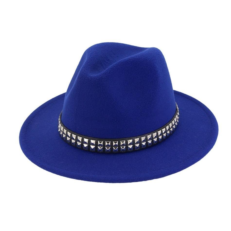 Wide Brim Cotton Fedora Panama Hat with Metal Sequins Hatband
