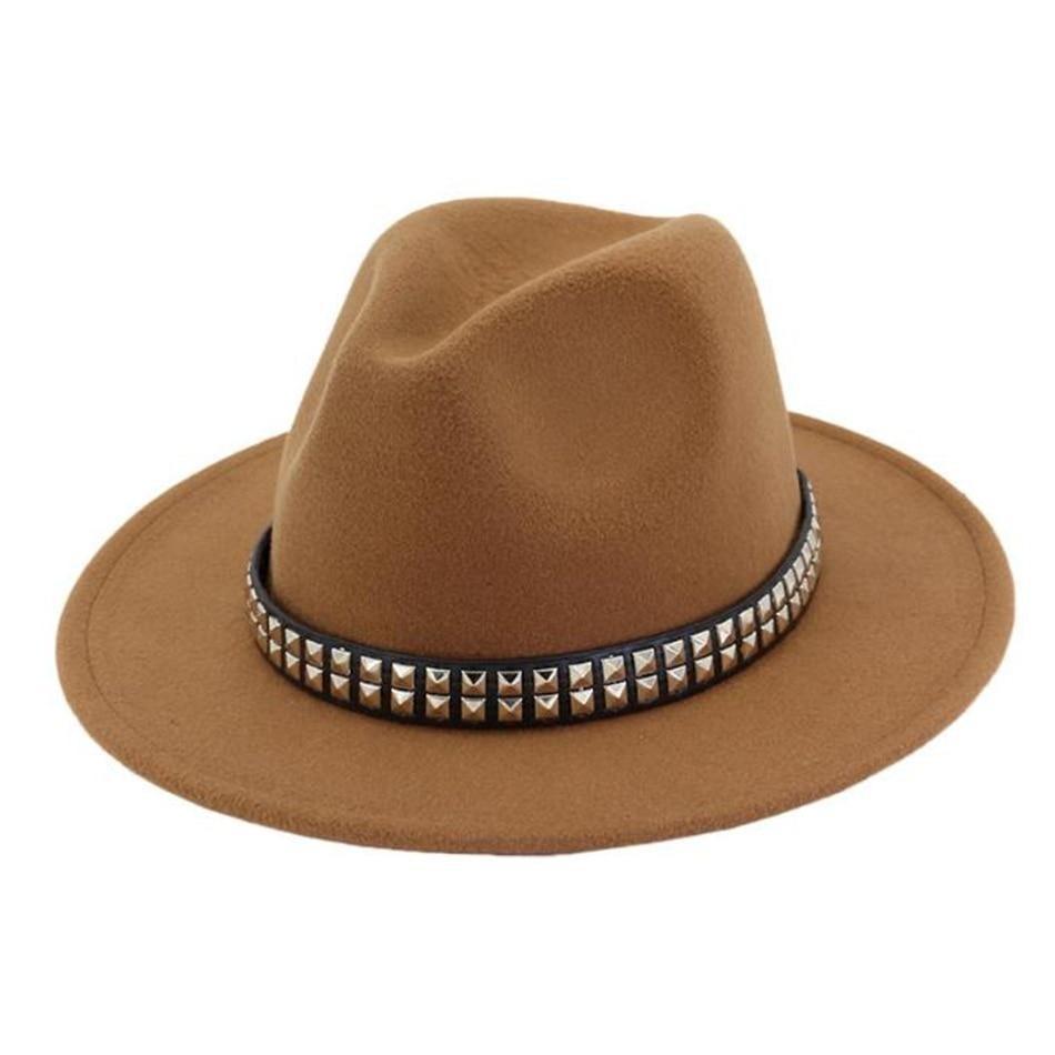 Wide Brim Cotton Fedora Panama Hat with Metal Sequins Hatband