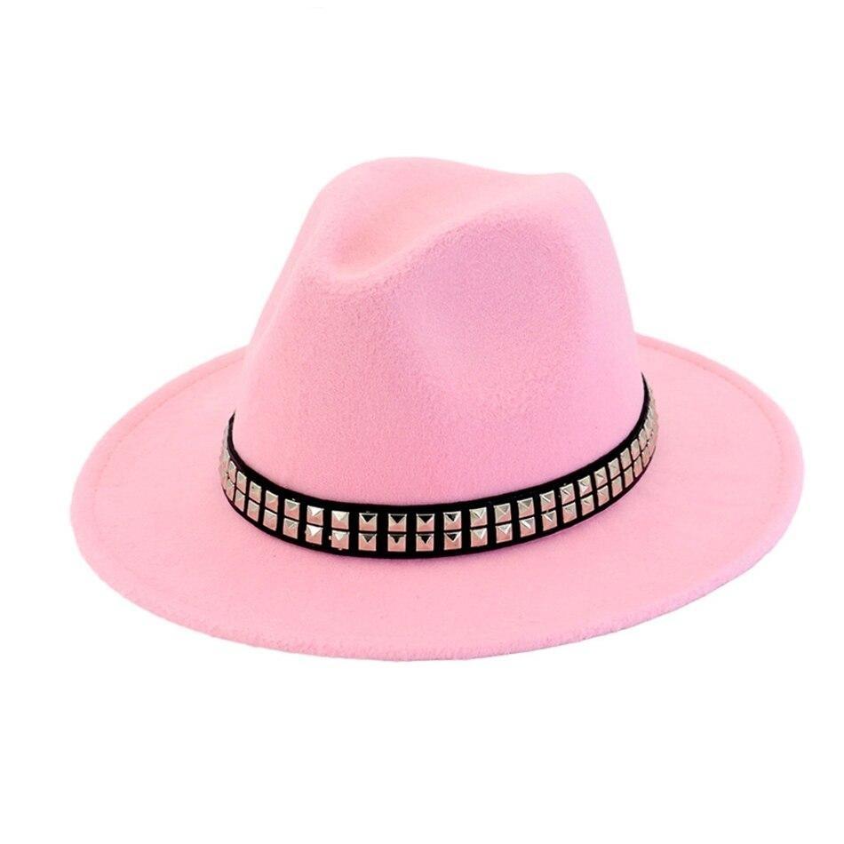 Wide Brim Cotton Fedora Panama Hat with Metal Sequins Hatband