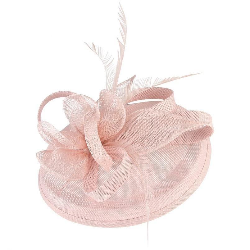 Sinamay Mesh Pillbox Fascinator Hat with Feathers