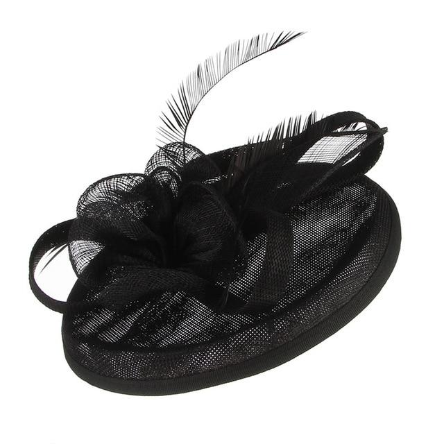 Sinamay Mesh Pillbox Fascinator Hat with Feathers