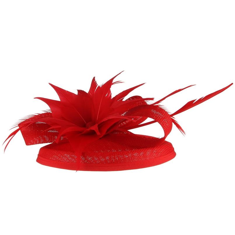 Haarclip Blumen-Pillbox-Fascinator mit Federn