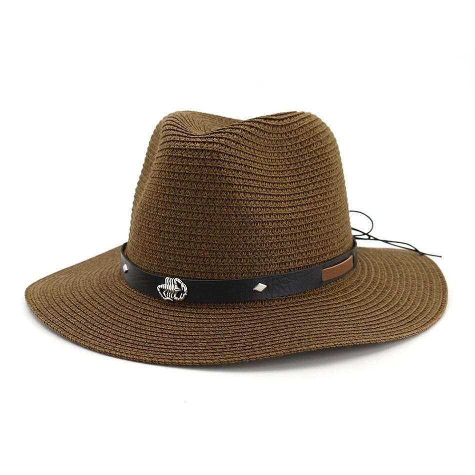 Straw Panama Hat with Scorpion Belt