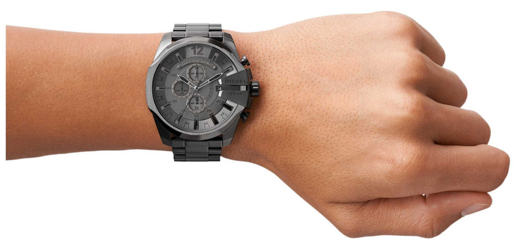 Diesel DZ4282 Mega Chief Chronograph Herrenuhr – Graues Zifferblatt & graues Edelstahlarmband