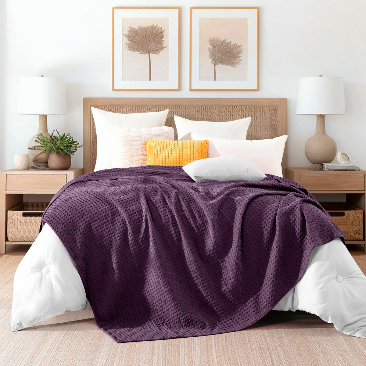 Elegant Comfort Cotton Waffle Blanket