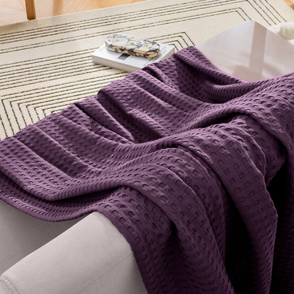 Elegant Comfort Cotton Waffle Blanket