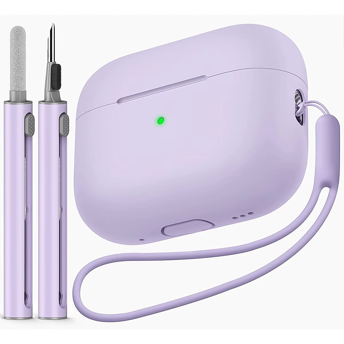 Silicone Case With Cleaning Pen and Carabiner for AirPods Pro 2